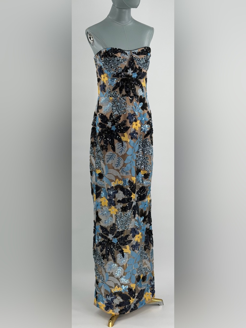 🆕 BRONX & BANCO 🧿 NWOT Dahlia Sequin Maxi Dress, Blue Yellow Multi- Sz XL US10 - Picture 8 of 15